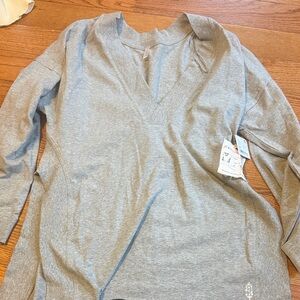 Free People Gray V-Neck Top
